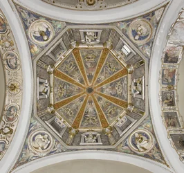 View of the fresco in the cupola of Church of Saint Martha, Bellano, Lake of Como, Italy